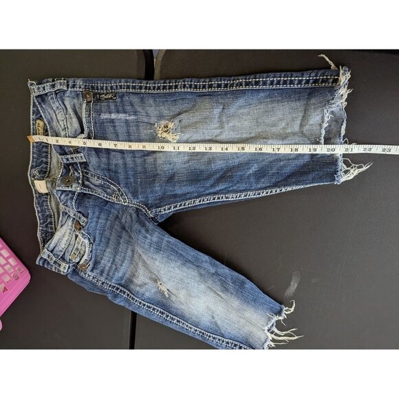 Silver Jeans Twisted Bootcut Reworked Denim Blue Jean Bermuda Shorts Size 26 - Picture 8 of 12